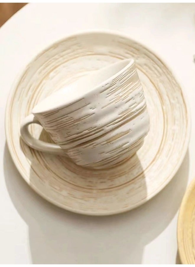 HOOPZOZA Ceramic Coffee Cup and Saucer Microwave and Dishwasher Safe for Mug Turkish Demitasse Saudi Tea Cappuccino Latte 210ml - Image 5