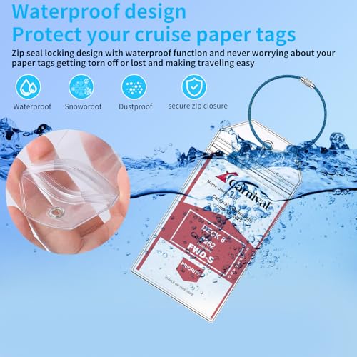XIANGXING Carnival Cruise Luggage Tag Holders, 8 Pcs Zip Seal Clear Cruise Luggage Tag Holder with Steel Loops for All Carnival Cruise Line Ships & Tags for Cruises in 2025 & 2026 - Image 4