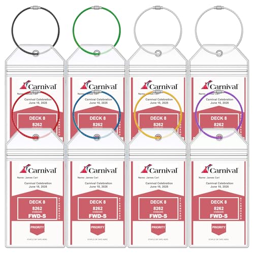 XIANGXING Carnival Cruise Luggage Tag Holders, 8 Pcs Zip Seal Clear Cruise Luggage Tag Holder with Steel Loops for All Carnival Cruise Line Ships & Tags for Cruises in 2025 & 2026 - Image 1