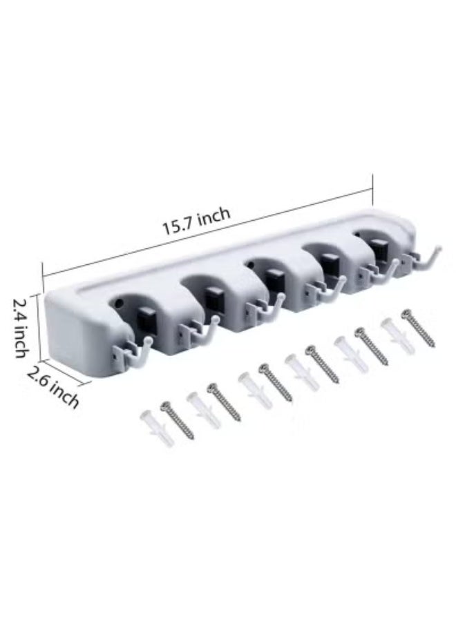 JAJEEK 🧹 Wall-Mounted Tool Holder with Wax-Coated Handlebar | Heavy-Duty Storage Organizer Rack with 5 Quick-Release Spring Clamps & 6 Hooks | Multipurpose Mount for Brooms, Mops, Rakes, Tools & Cleaning Supplies | Space-Saving Garage, Kitchen & Utility Room Solution  - Image 4