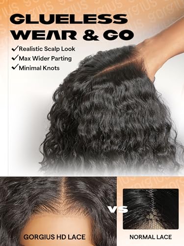 GORGIUS Glueless Curly Lace Front Wig Pre Plucked Middle Part Closure Wig 20 Inch Natural Black Pre Cut Synthetic Curl Wig Upgraded with Premium Human-Hair-Like Fiber - Image 3