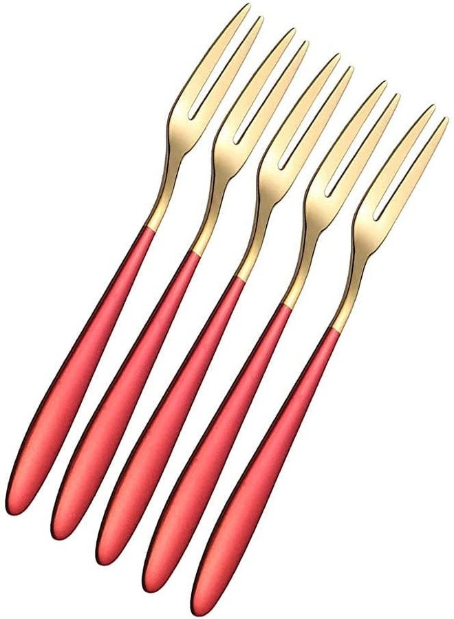 Lucci Fruit Fork Dessert Forks Salad Forks Stainless Steel Food Grade Dinner Spoon Table Spoon Tasting Appetizer Forks Portable Cocktail Salad Forks for Party Banquet (5) - Image 1
