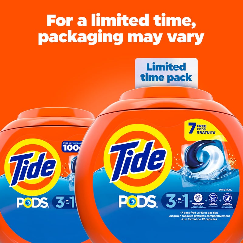 Tide PODS laundry detergent pacs, 3-in-1 Stain Remover, Odor Fighter, Color Protector, 42 Count, HE compatible, Original Scent - Image 2