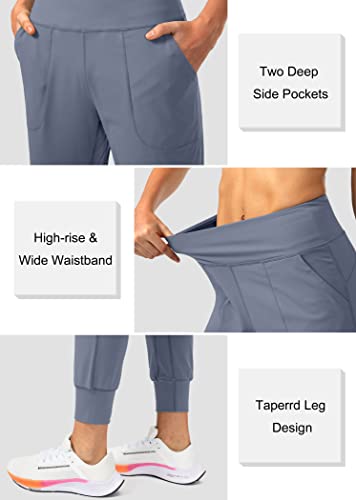 Soothfeel Women's Joggers with Zipper Pockets High Waisted Athletic Workout Yoga Pants Joggers for Women Dusty Blue - Image 4
