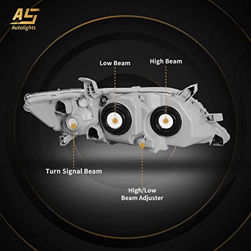 AS 2010 2011 Toyota Camry Headlight Assembly Replacement for 10-11 Toyota Camry Base/LE/XLE Sedan Projector Chrome Housing Amber Reflector Clear Lens Pair - Image 3
