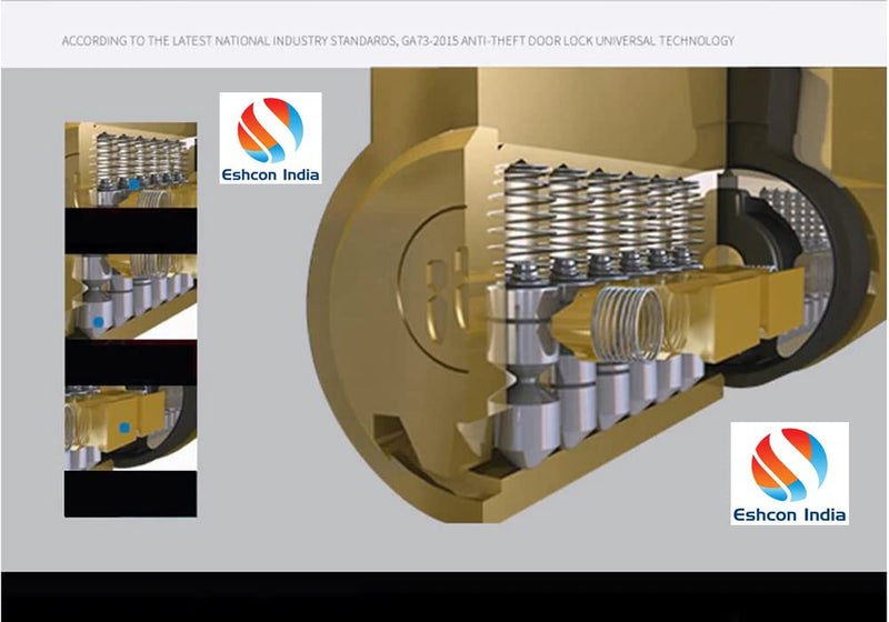 Eshcon 60MM Steel Colour Full Brass Cylinder Padlock with Computer Designed Keys - Image 5