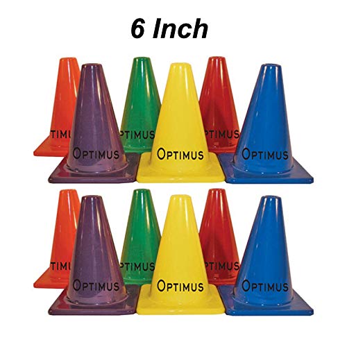 Optimus® 6 Inch Space Marker Cones Set of 12 - for Football, Cricket, Soccer, Hockey, Field Agility Exercise, Sports Training - Image 2