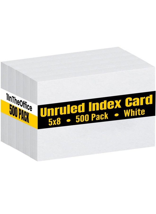 1InTheOffice Index Cards 5X8 Blank Unruled Index Cards White 500 Pack  - Image 1