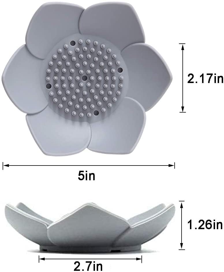 Cyrox Cyrox Lotus Flower Petal Shape Silicone Unbreakable Soap Saver Soap Dish Holder with Drain Holes Soap Case for Bathroom Kitchen (1Pcs)  - Image 4
