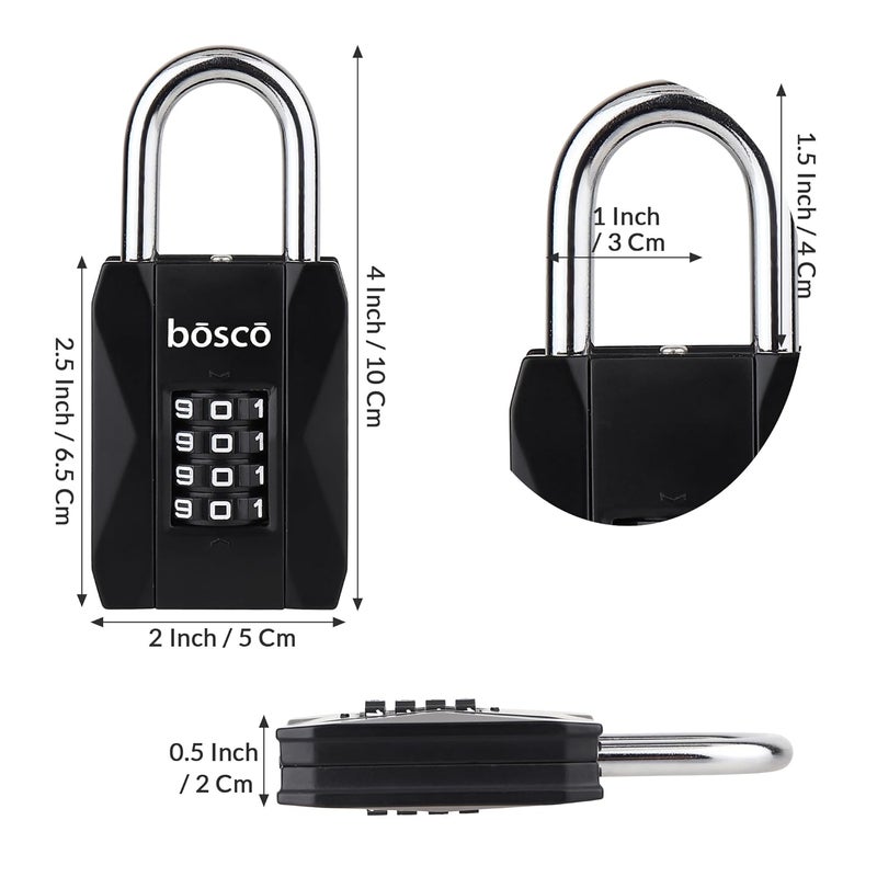 Bosco Heavy Duty Combination Padlock for Door, Gate, Gym Locker, Main Gate – Keyless Number Lock with Adjustable Shackle – Strong Security Lock for Indoor & Outdoor Use (Black, 1 Pack) - Image 4