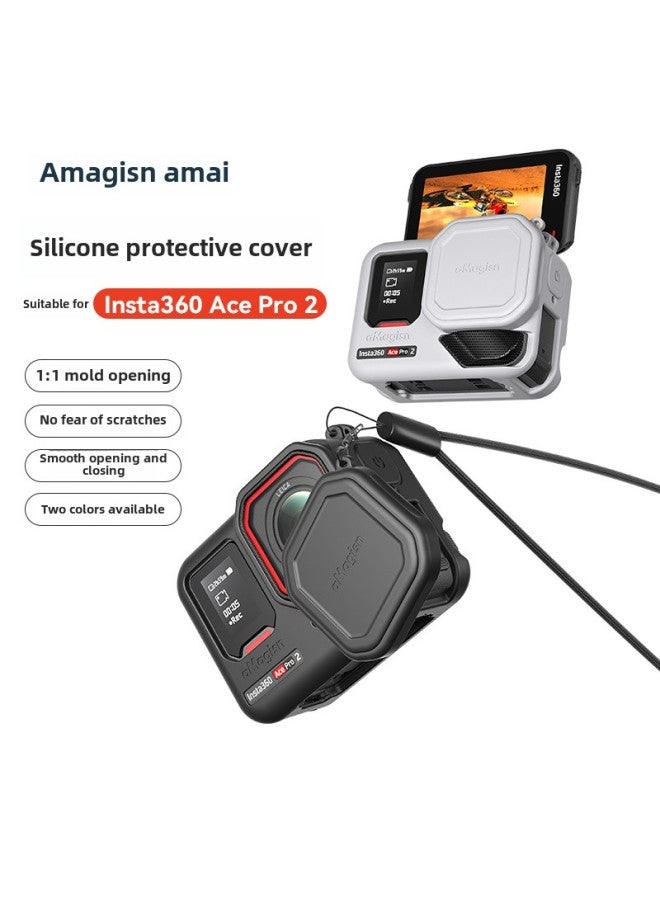 Generic AMagisn Amei Yingshi Insta360 AcePro2 Silicone Cover Protective Cover Lens Body Protection Accessories-Color:【acepro2】black - Image 5