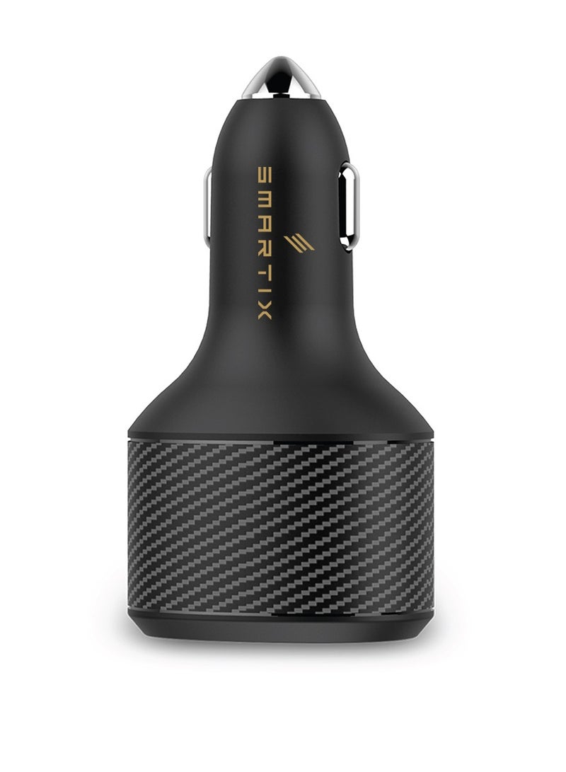 Smartix Premium 108W Car Charger USB-C PD 3.0 & QC 3.0 | 90W USB-C Fast Charger for Laptop, Phone & Tablet | Dual Port – Type-C & USB-A | All-Metal Body, MultiProtect Safety – Black - Image 1