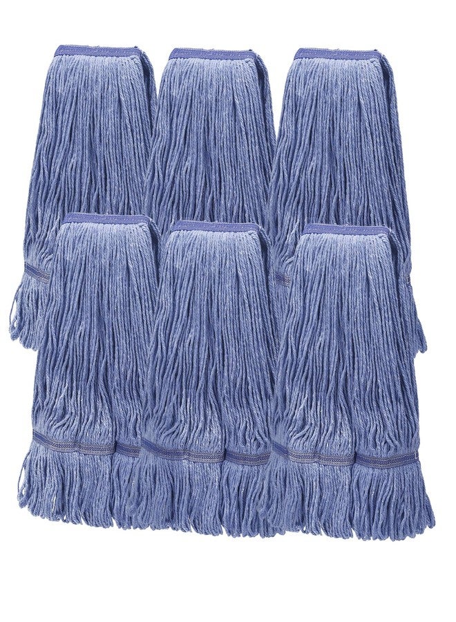 Hakfhsd 6 Pcs Heavy Duty Commercial Mop Relacement Heads,Wet Industrial Blue Cotton Looped End String Head Refills-General Cleaning Mop Heavy Duty Refill Head,Highly Absorbent,Blue String Cotton Mop Head - Image 1