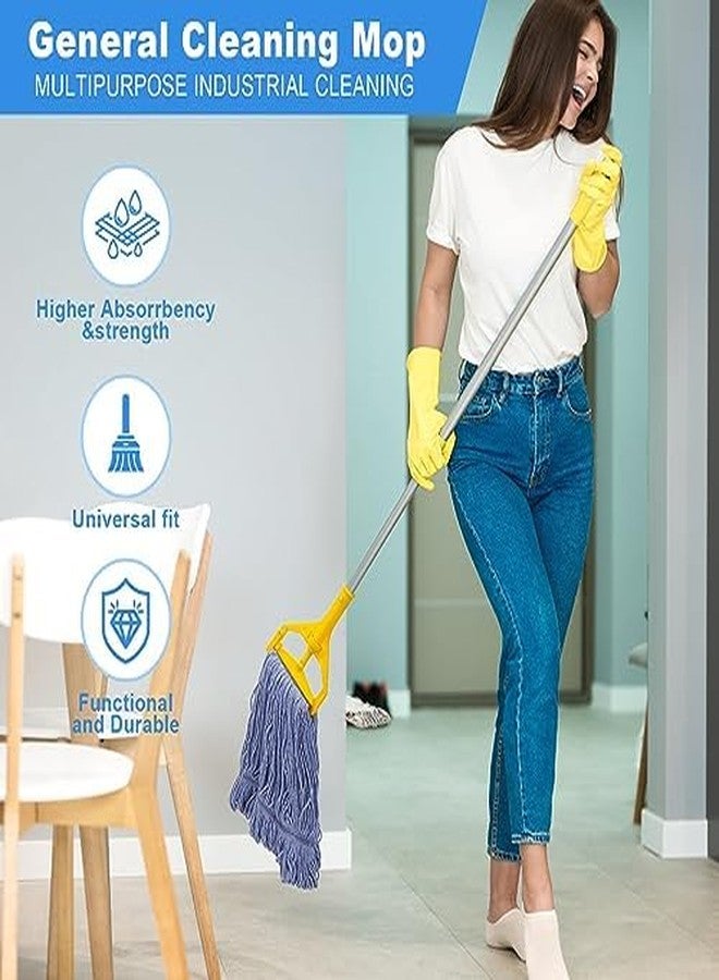 Hakfhsd 6 Pcs Heavy Duty Commercial Mop Relacement Heads,Wet Industrial Blue Cotton Looped End String Head Refills-General Cleaning Mop Heavy Duty Refill Head,Highly Absorbent,Blue String Cotton Mop Head - Image 3