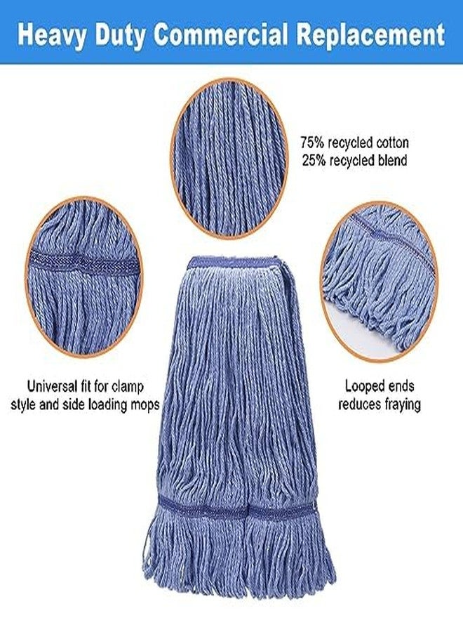 Hakfhsd 6 Pcs Heavy Duty Commercial Mop Relacement Heads,Wet Industrial Blue Cotton Looped End String Head Refills-General Cleaning Mop Heavy Duty Refill Head,Highly Absorbent,Blue String Cotton Mop Head - Image 2
