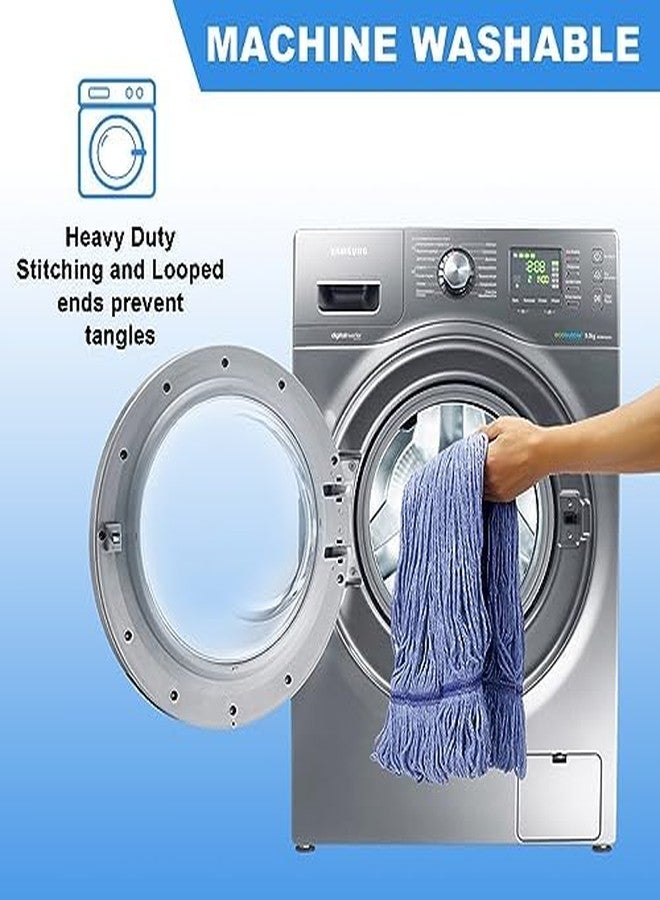 Hakfhsd 6 Pcs Heavy Duty Commercial Mop Relacement Heads,Wet Industrial Blue Cotton Looped End String Head Refills-General Cleaning Mop Heavy Duty Refill Head,Highly Absorbent,Blue String Cotton Mop Head - Image 5