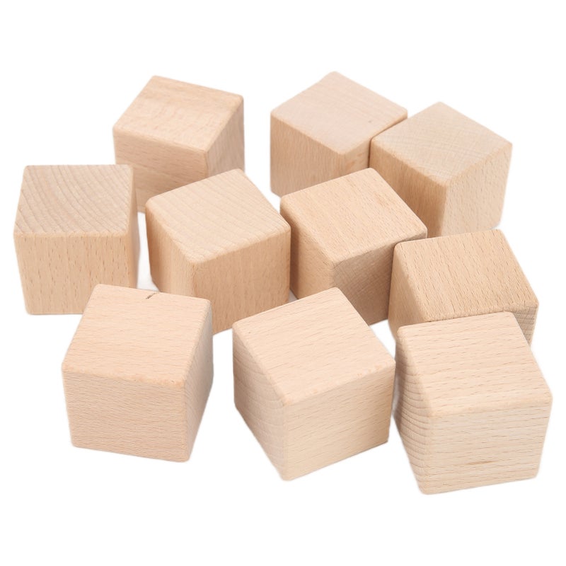 10Pcs Unfinished Wooden Blocks 4cm Smooth Durable Sturdy Uniform Size Small Wood Cubes for Crafts DIY Home Decor - Image 1