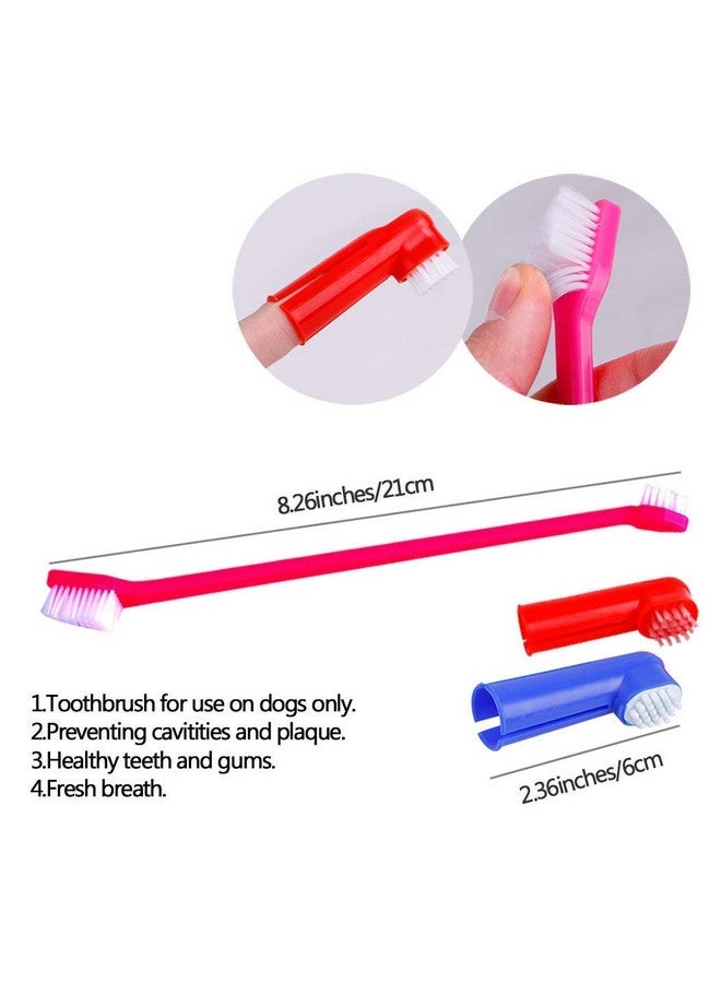 مجموعة فرشاة أسنان لتنظيف الحيوانات الأليفة مكونة من قطعتين مع فرشاة أسنان مزدوجة الرأس وفرشاة أسنان للإصبع لجميع سلالات القطط والكلاب والجراء (قد يختلف اللون) - Image 3