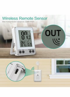 Excefore Indoor Outdoor Thermometer, Wireless Hygrometer Monitor, Digital Thermometer with Remote Sensor, Orange Backlight, Tabletop, Magnetic and Wall-Mounted Design for Home, Greenhouses, Baby Room  - Image 5