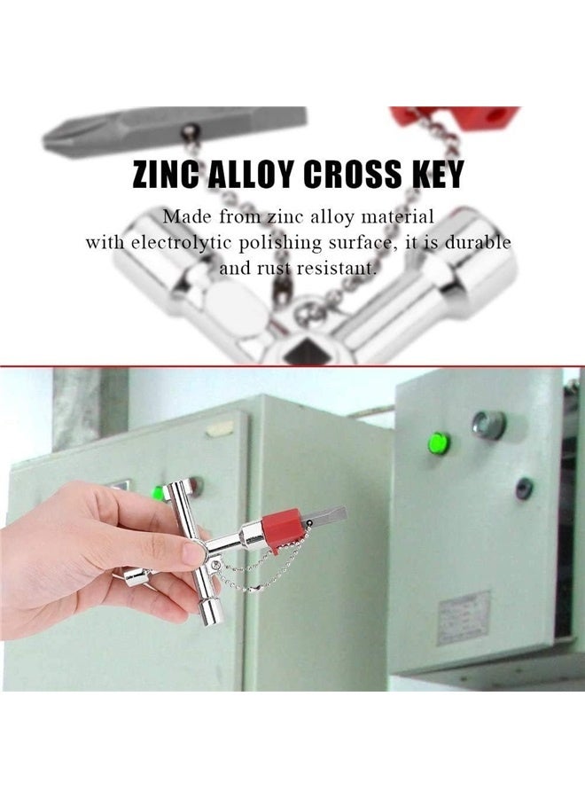 Radiator Key, 4 in 1 Universal Utilities Key 4 Way Cross Key with Bit Zinc Alloy Durable Anti-rust Multifunctional Water Meter Key  - Image 4