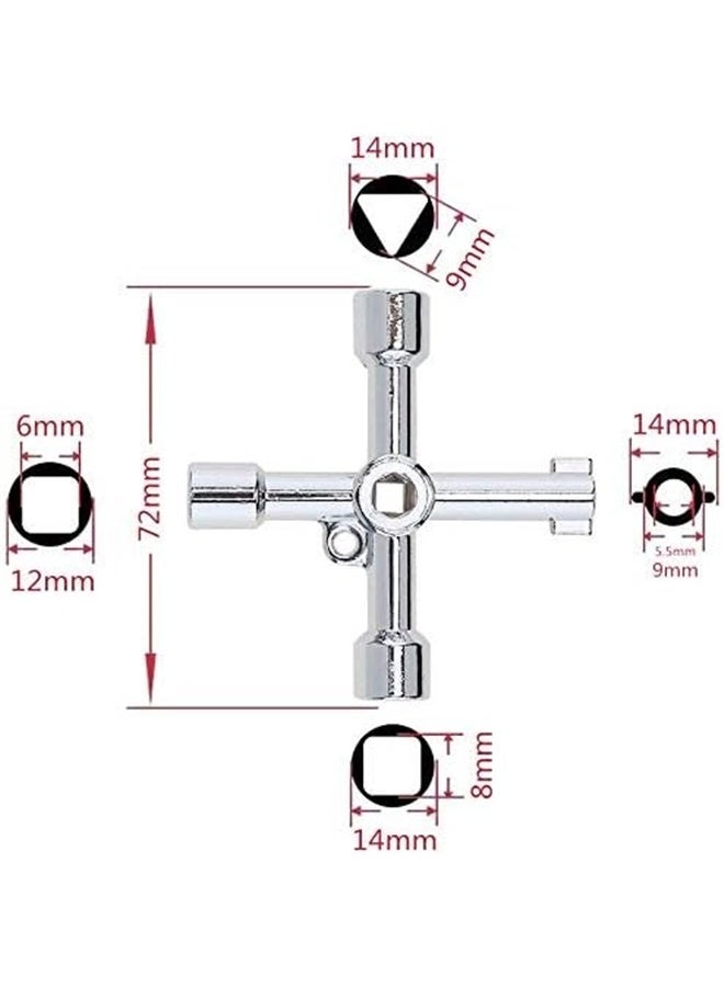 Radiator Key, 4 in 1 Universal Utilities Key 4 Way Cross Key with Bit Zinc Alloy Durable Anti-rust Multifunctional Water Meter Key  - Image 2