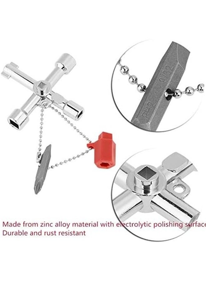 Radiator Key, 4 in 1 Universal Utilities Key 4 Way Cross Key with Bit Zinc Alloy Durable Anti-rust Multifunctional Water Meter Key  - Image 5
