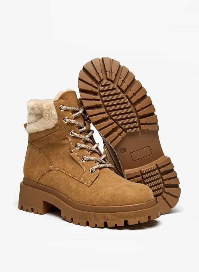 فلورا بيلا من شو إكسبرس Women Panelled Lace-Up Ankle Boots with Pull Tabs