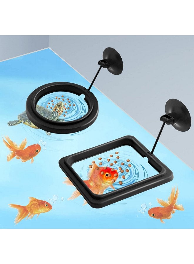 مولين حلقة تغذية الأسماك مولين، قطعتان من ملحقات حوض السمك وحوض السلاحف ودائرة تغذية الطعام لأسماك الجوبي وبيتا والذهبية والسلحفاة (أسود) - Image 5