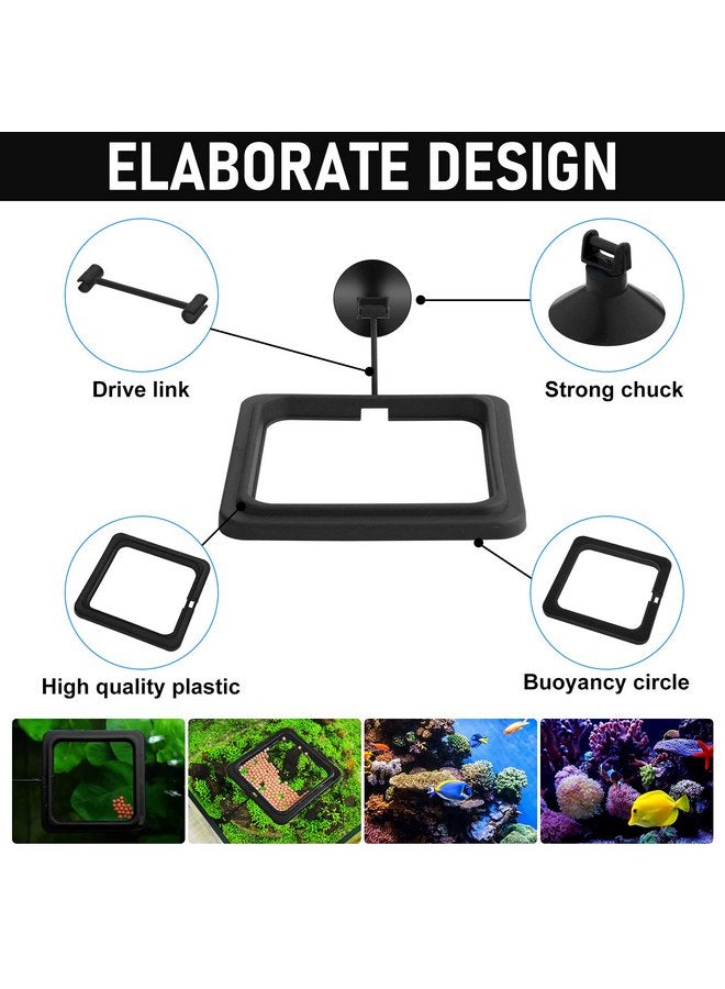 مولين حلقة تغذية الأسماك مولين، قطعتان من ملحقات حوض السمك وحوض السلاحف ودائرة تغذية الطعام لأسماك الجوبي وبيتا والذهبية والسلحفاة (أسود) - Image 2