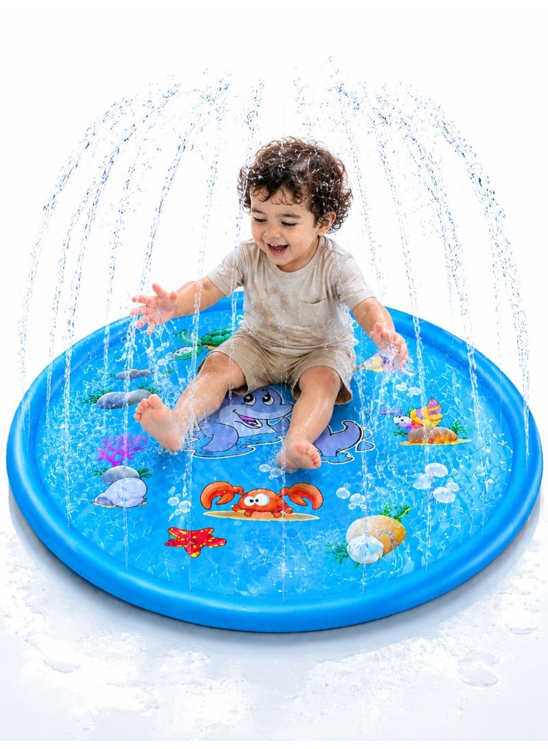 Upgrade 170cm Inflatable Splash Pad for Kids & Toddlers, Dolphin Water Play Mat, Summer Outdoor Backyard Sprinkler Toy, Thickened PVC, Screen-Free Family Fun (BPA Free) - Image 1