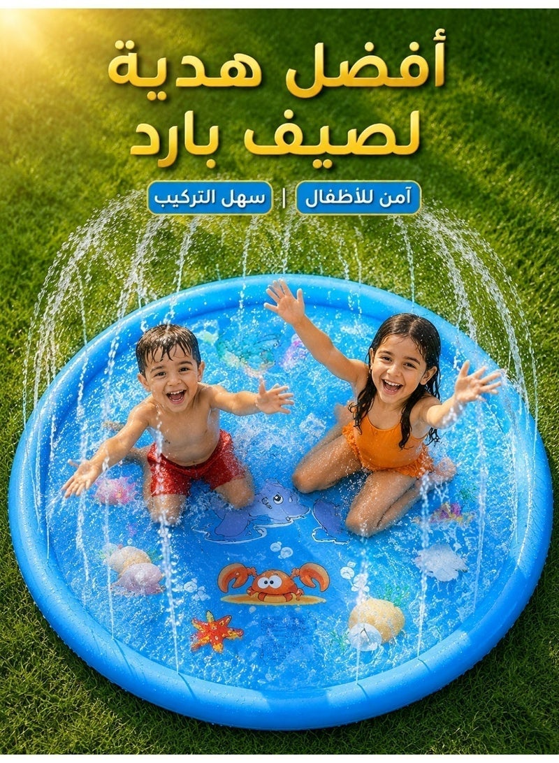 Upgrade 170cm Inflatable Splash Pad for Kids & Toddlers, Dolphin Water Play Mat, Summer Outdoor Backyard Sprinkler Toy, Thickened PVC, Screen-Free Family Fun (BPA Free) - Image 2