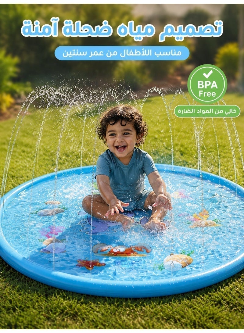 Upgrade 170cm Inflatable Splash Pad for Kids & Toddlers, Dolphin Water Play Mat, Summer Outdoor Backyard Sprinkler Toy, Thickened PVC, Screen-Free Family Fun (BPA Free) - Image 4