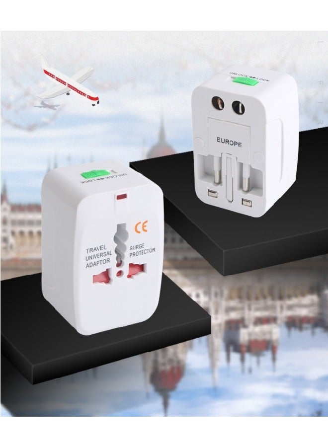 Worldwide Universal Travel Adapter Plug Converter Charger，1000W Multifunctional International Power Adapter Wall Charger with Child Safety Door,Global AC Outlet,White - Image 1