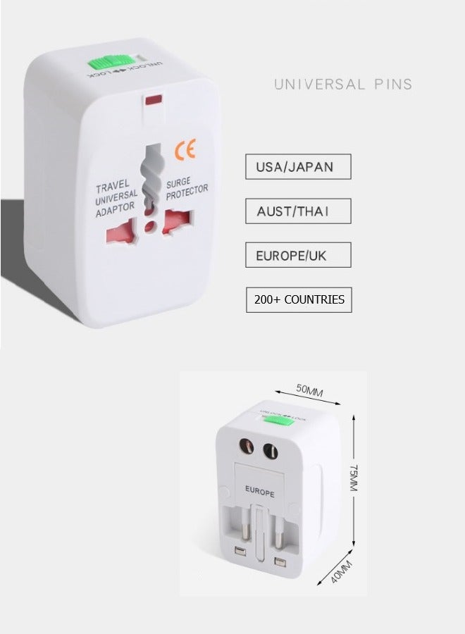 Worldwide Universal Travel Adapter Plug Converter Charger，1000W Multifunctional International Power Adapter Wall Charger with Child Safety Door,Global AC Outlet,White - Image 2