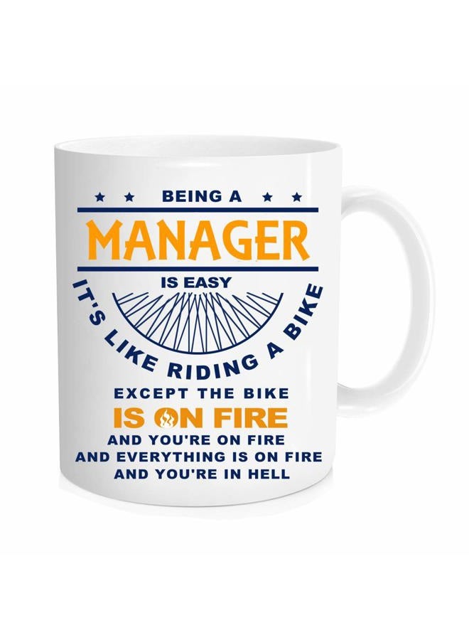 DOPHOME Funny coffee Mug - Being A Manager Is Easy It's Like Riding A Bike ，Manager Coffee Mug ，Cups for colleagues and friends - 11 oz Novelty Mug - Image 1