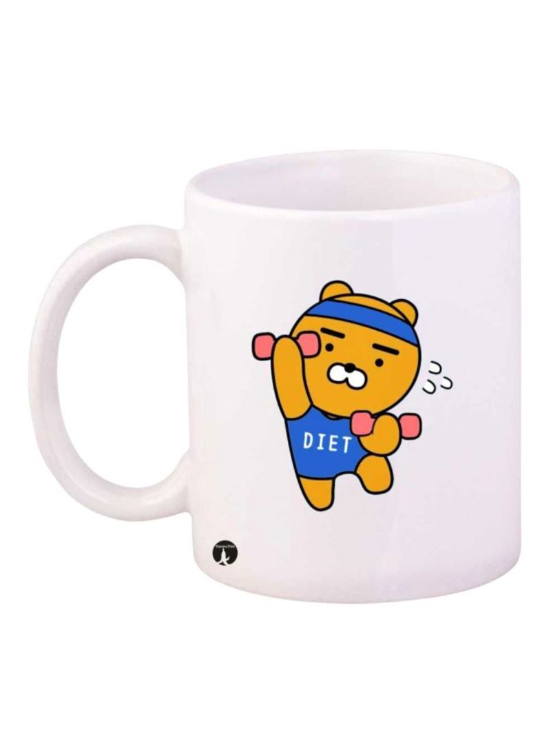 Bear Printed Mug White/Yellow/Blue Standard Size