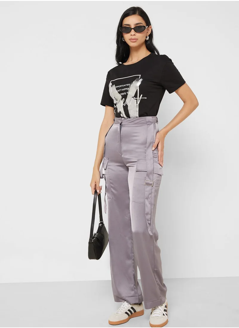 جينجر Crew Neck Embellished T-Shirt