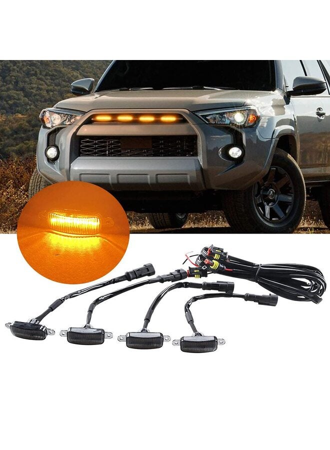 Generic 12W 4-LED Amber Front Grille Lights for Car SUV F-150 Raptor 2014-2021 Waterproof LED Grille Warning Lights Front Bumper /4pcs  - Image 1