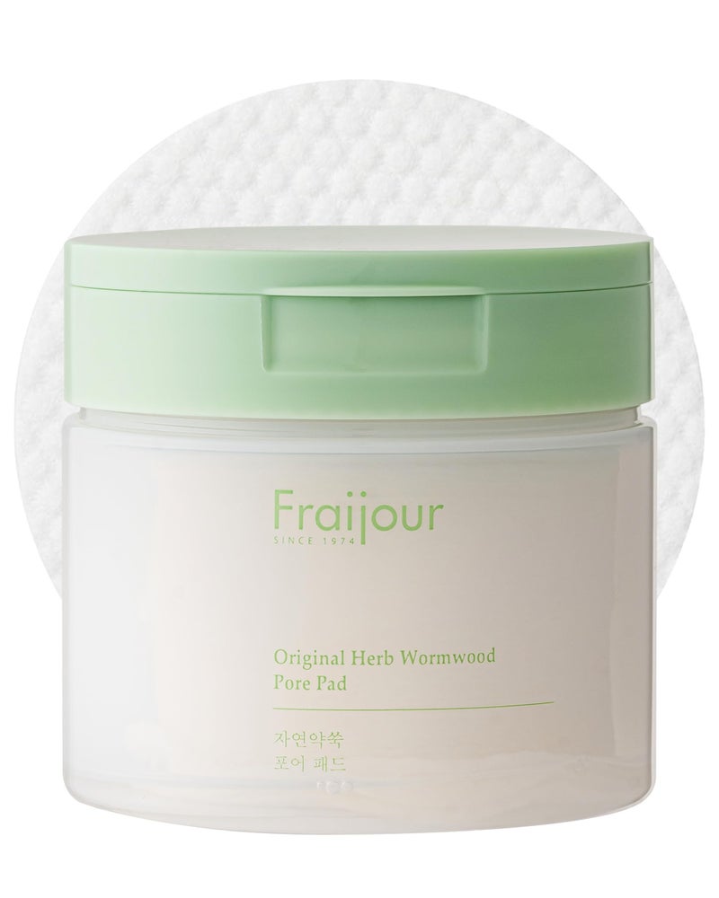 Fraijour Herb Wormwood Pore Pads Korean Exfoliating Face Toner Pad for Pore Tightening Blackhead Sebum Control AHA BHA Papaya Low pH Vegan 60 Pads 574 floz
