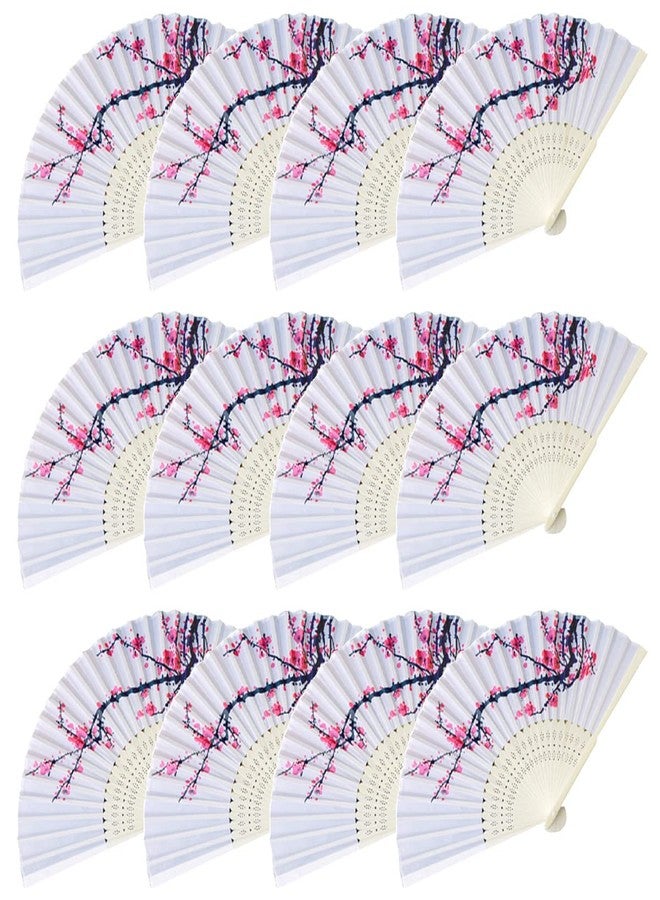 LEFTSTARER 12Pcs Delicate Cherry Blossom Folding Hand Fan Japanese Chinese Decor Fan Paper Fans Party Performance Dancing Wedding Decorations Favors Gifts - Image 1