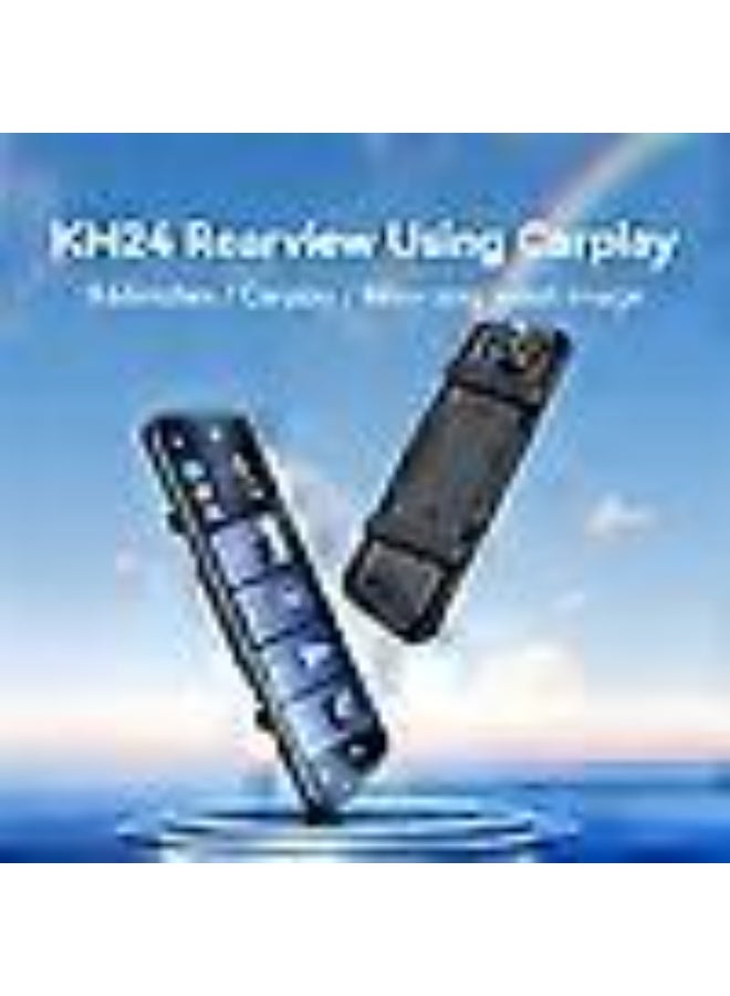 Yesido KM24 CarPlay Streaming Rearview Mirror Dash Cam, Android Auto & AirPlay Screen, Smart Touch Display with GPS Navigation, Front & Rear Camera, Parking Assistance, Bluetooth & WiFi Connectivity - Image 2