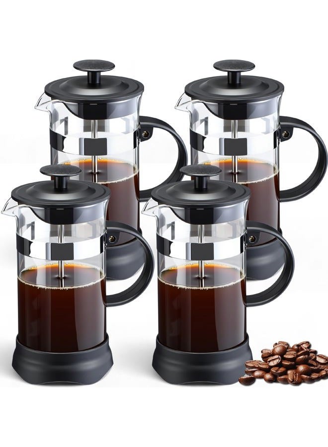 LemonRoad 4 Pack French Press Coffee Maker 12 oz Borosilicate Glass Coffee Press Heat Resistant Stainless Steel Tea Maker for Travel Camping Kitchen Gifts Includes Pot Filters - Image 1