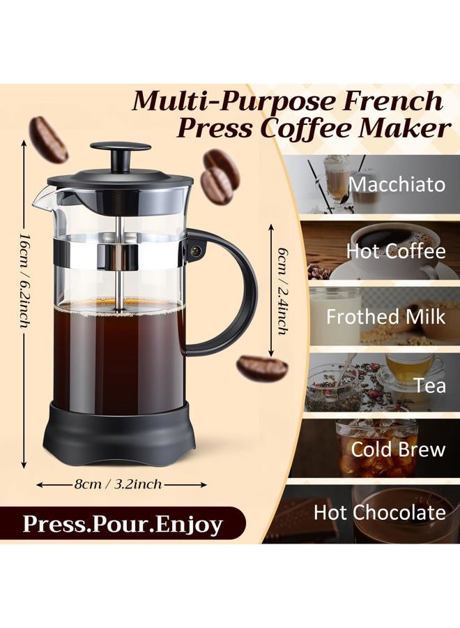 LemonRoad 4 Pack French Press Coffee Maker 12 oz Borosilicate Glass Coffee Press Heat Resistant Stainless Steel Tea Maker for Travel Camping Kitchen Gifts Includes Pot Filters - Image 2