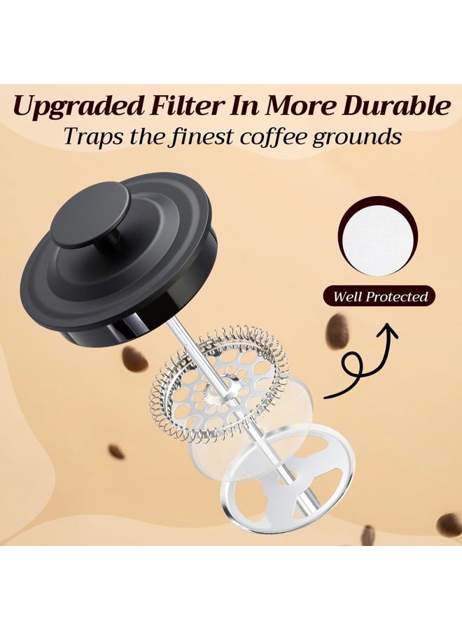 LemonRoad 4 Pack French Press Coffee Maker 12 oz Borosilicate Glass Coffee Press Heat Resistant Stainless Steel Tea Maker for Travel Camping Kitchen Gifts Includes Pot Filters - Image 5