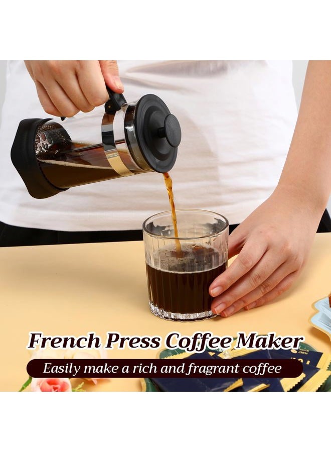 LemonRoad 4 Pack French Press Coffee Maker 12 oz Borosilicate Glass Coffee Press Heat Resistant Stainless Steel Tea Maker for Travel Camping Kitchen Gifts Includes Pot Filters - Image 4