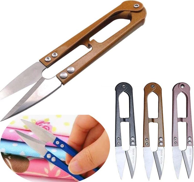 DIY Crafts طقم حرف يدوية من 3 قطع، مقصات خياطة، مقصات خياطة من فولاذ الكربون العالي، خيوط، خيوط تطريز، مقصات يدوية لمشاريع الفنون، قاطع خيوط الصوف (طقم من 3 قطع، مقصات خياطة) - Image 1