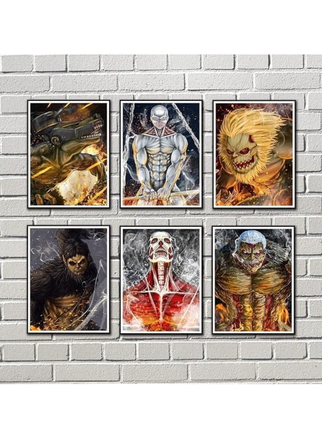 مؤسسة فكرة اليوم مجموعة ملصقات هجوم العمالقة من فكرة اليوم من MinHua، اللوحة على جدار غرفة ملصقات الأنمي، ورق حائط ديكور الأنمي (أنيمي، 8 × 10 بوصة، 6 قطع بدون إطار) - Image 4