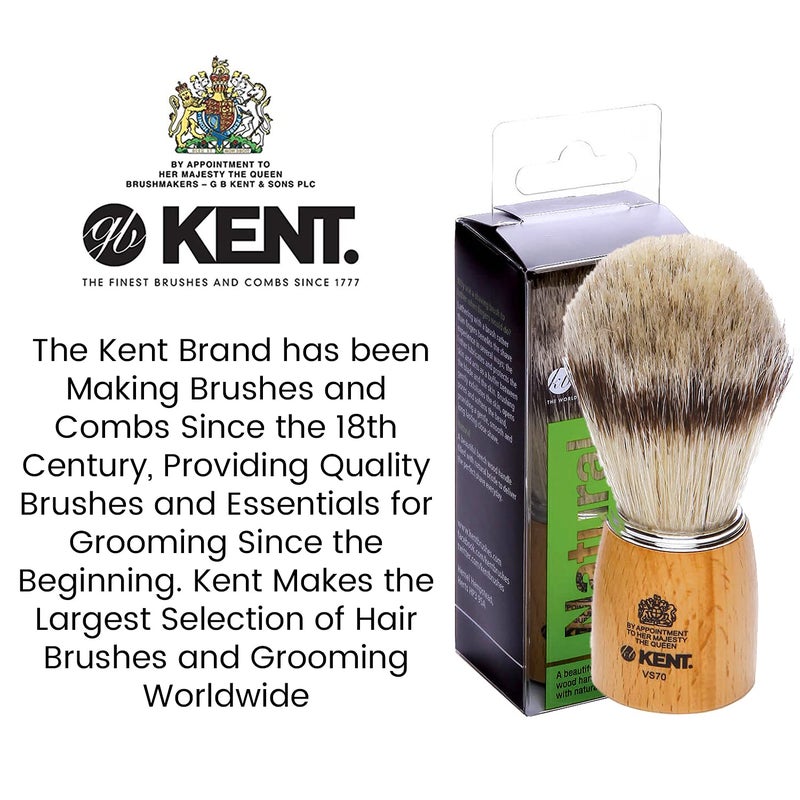 KENT فرشاة حلاقة كينت VS70 من شعر القضاعة الطبيعية خشب الزان للرجال لشفرة الحلاقة، شفرات الحلاقة للرجال. فرشاة حلاقة مثالية للرغوة لكريم الحلاقة، صابون الحلاقة. كينت للحلاقة الفاخرة منذ 1777. - Image 5