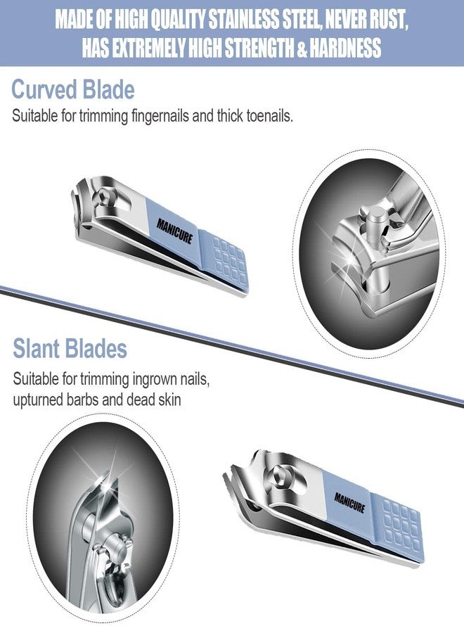 GLNRM 16 Piece Manicure Set Nail Clipper Kit | Stainless Steel Nail Cutter Care Tools Grooming Kits | Nail Trimming With Case Eyebrow Scissors Ear Spoons Tweezers Metal Nail Clippers - Image 5