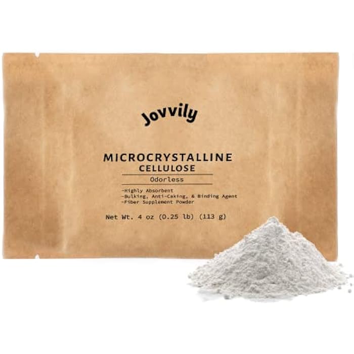 Jovvily Microcrystalline Cellulose Powder - 4 oz - Fiber Supplement - Binding Agent - Highly Absorbent - Image 1